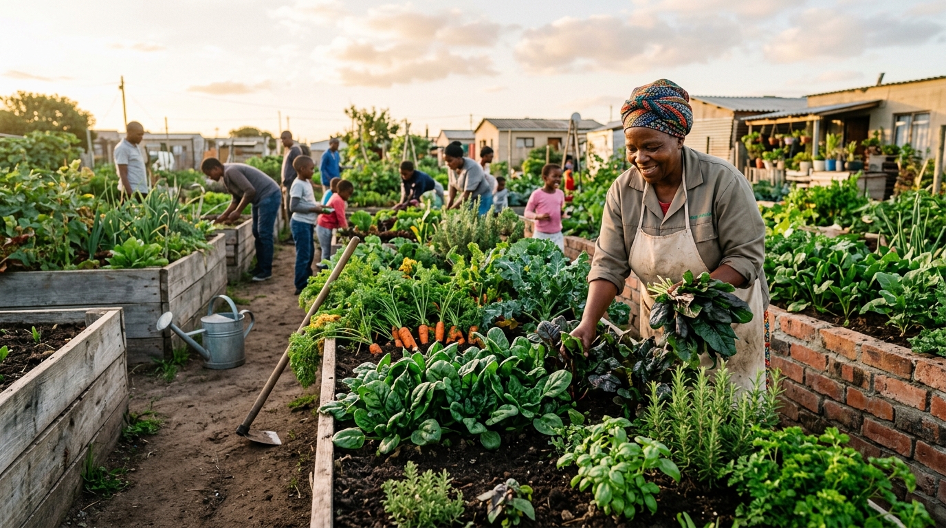 Urban doorstep gardening and community food plots bypass supermarket supply chains, restoring food sovereignty directly to households.
