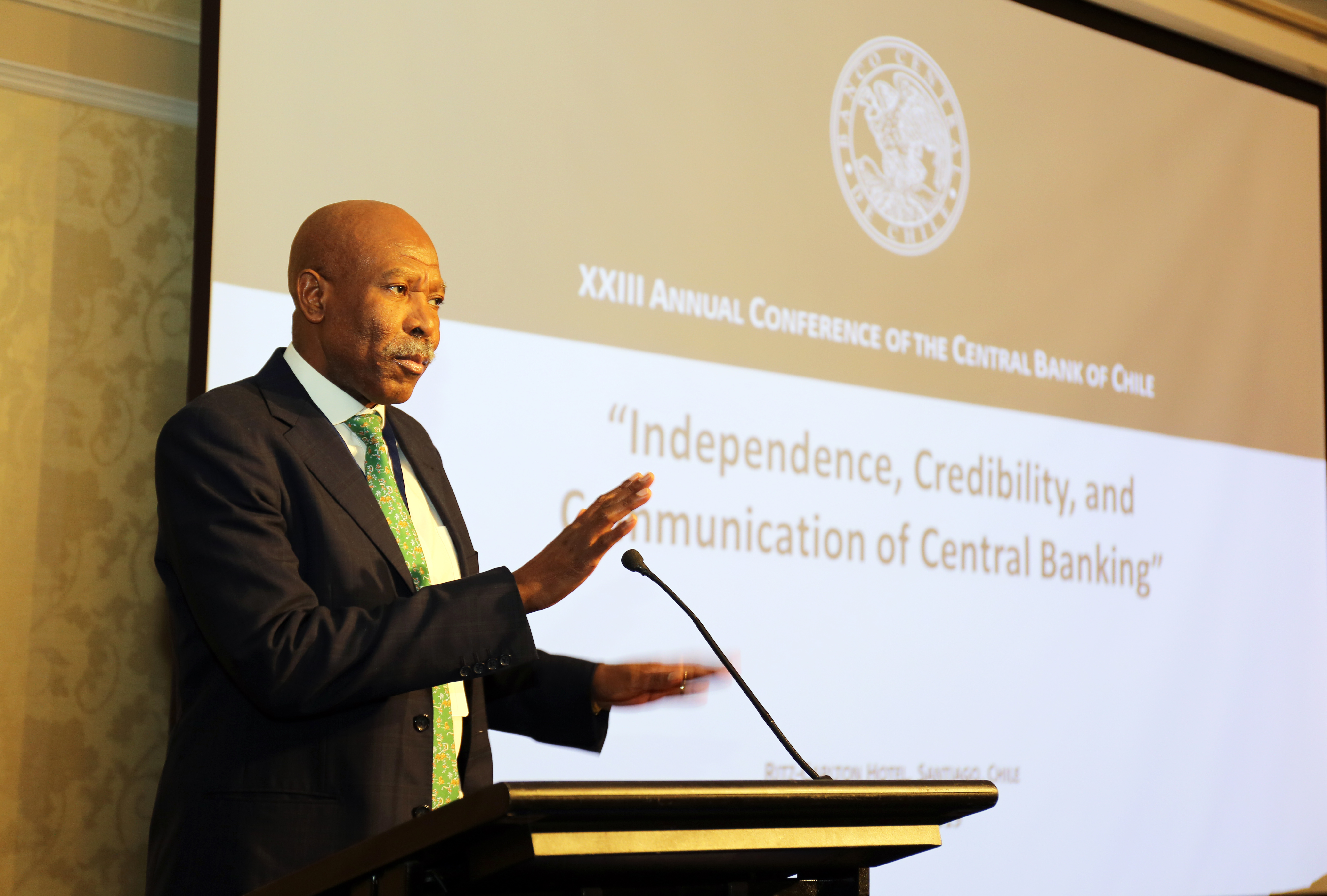 SARB Governor Lesetja Kganyago announces the Monetary Policy Committee rate decision in Pretoria. Photo: GCIS / SARB