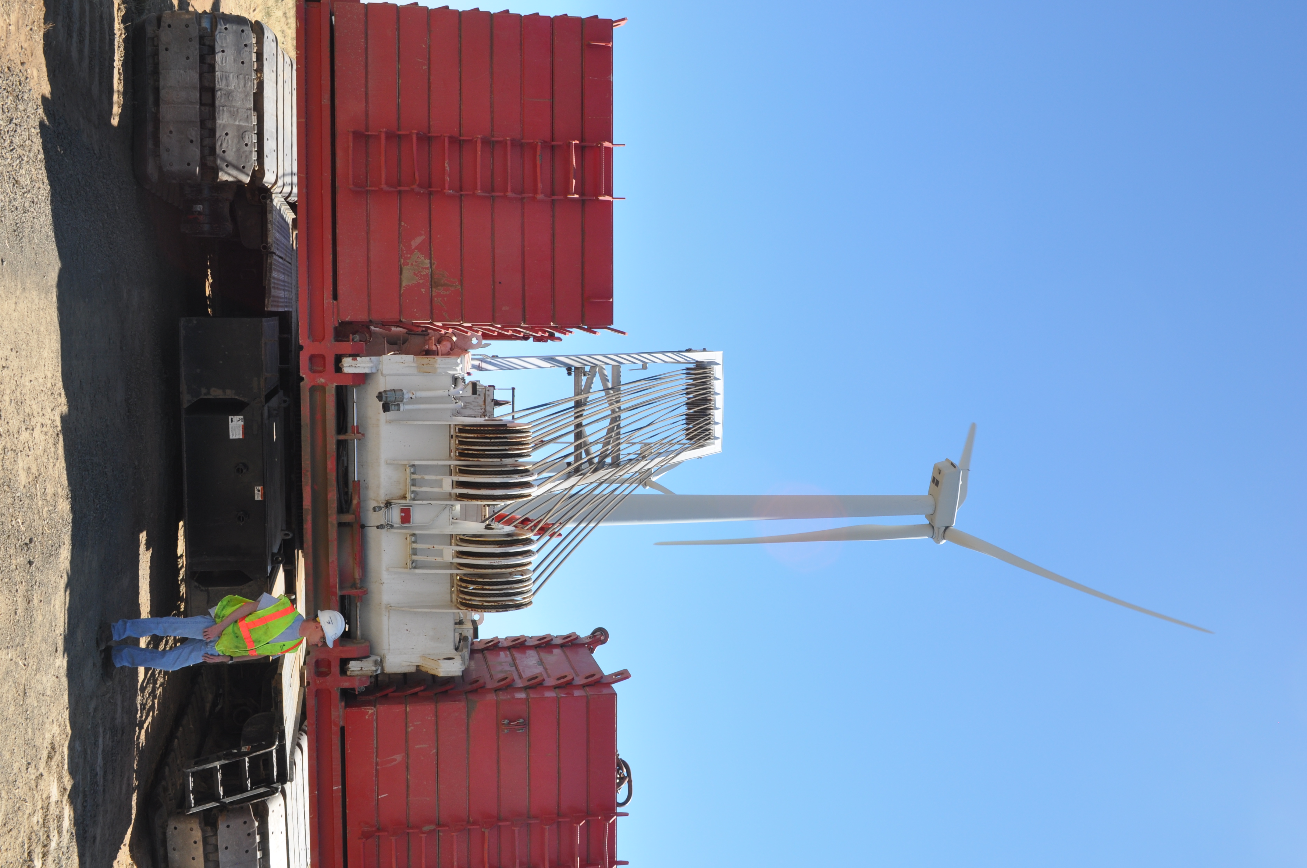 Heavy crawler crane at a wind farm construction site / Brianrlind